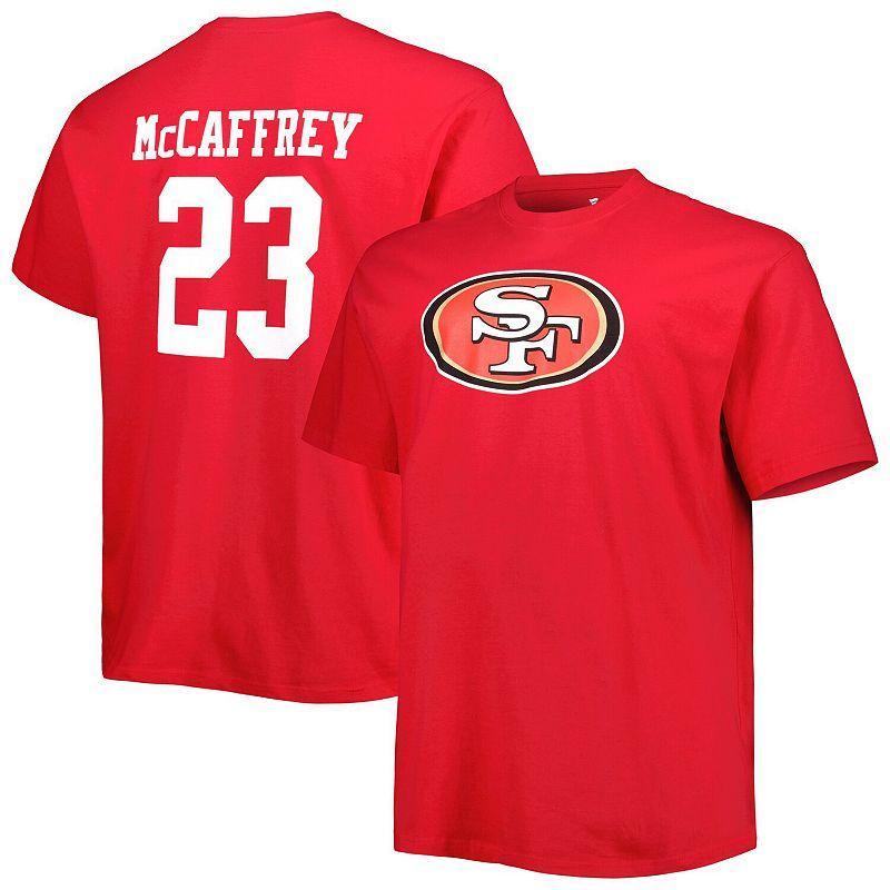 Mens Fanatics Christian McCaffrey Scarlet San Francisco 49ers Big and Tall Player Name and Number T-shirt Product Image