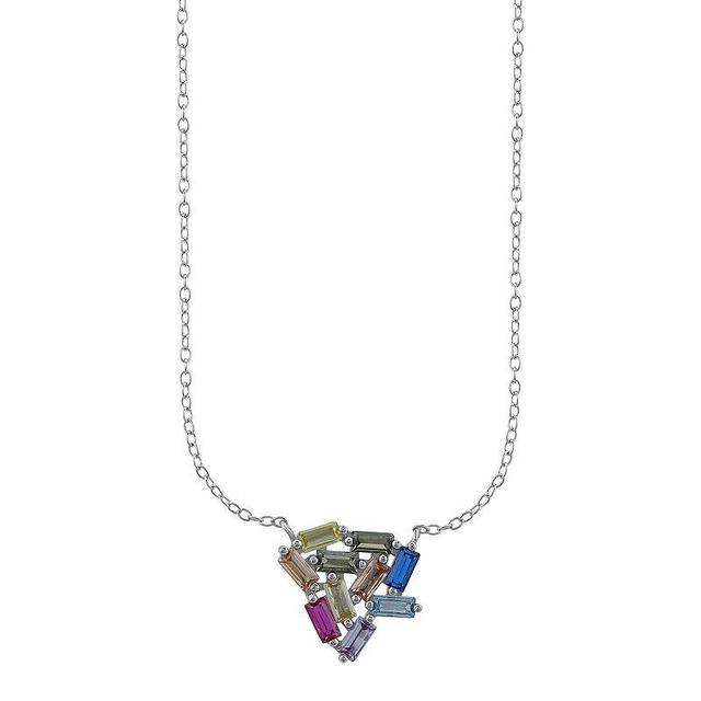 OLIVIA AND HARPER Sterling Silver Amethyst Citrine & Pink Sapphire Pendant Necklace, Womens Product Image