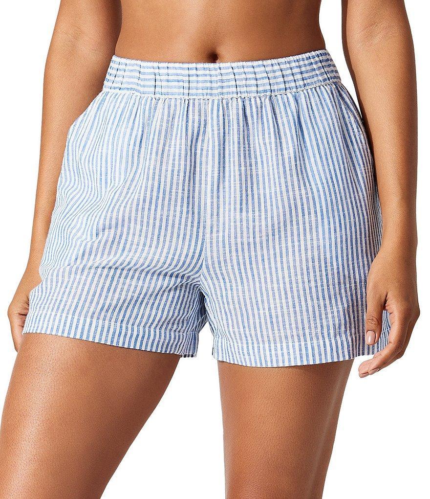 Tommy Bahama Shore Stripe High Waist Pull-On Swim Short Cover-Up Product Image