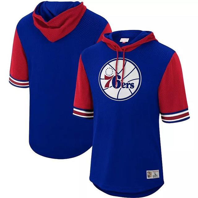 Mens Mitchell & Ness Royal Philadelphia 76ers Hardwood Classics Buzzer Beater Mesh Pullover Hoodie Product Image