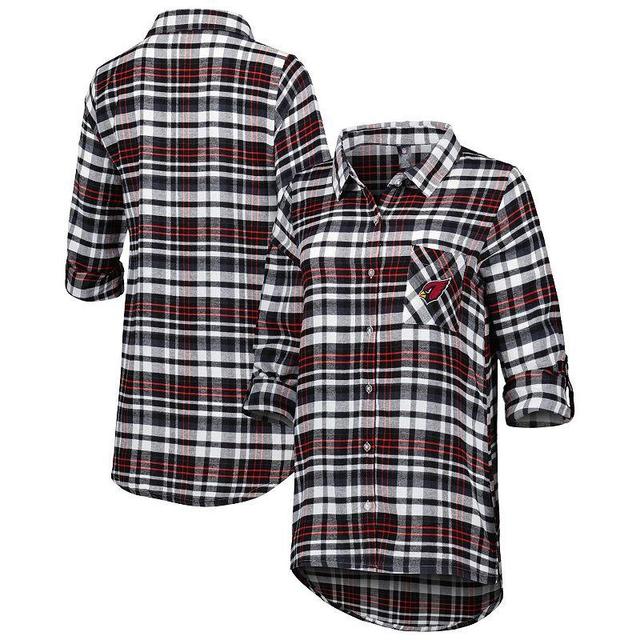 Womens Concepts Sport Arizona Cardinals Mainstay Plaid Full-Button Long Sleeve Nightshirt Product Image