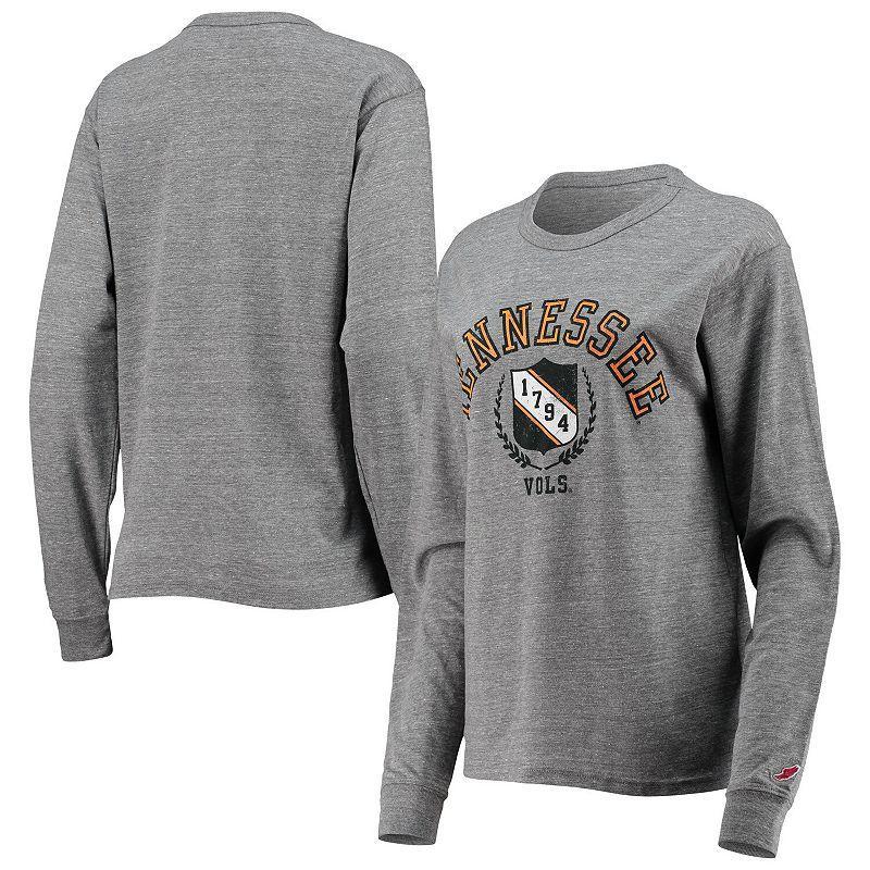 Womens League Collegiate Wear Heathered Gray Tennessee Volunteers Seal Victory Falls Oversized Tri-Blend Long Sleeve T-Shirt Product Image