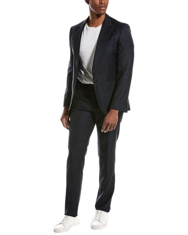 Boss  Wool Suit With Flat Front Pant In Blue Product Image