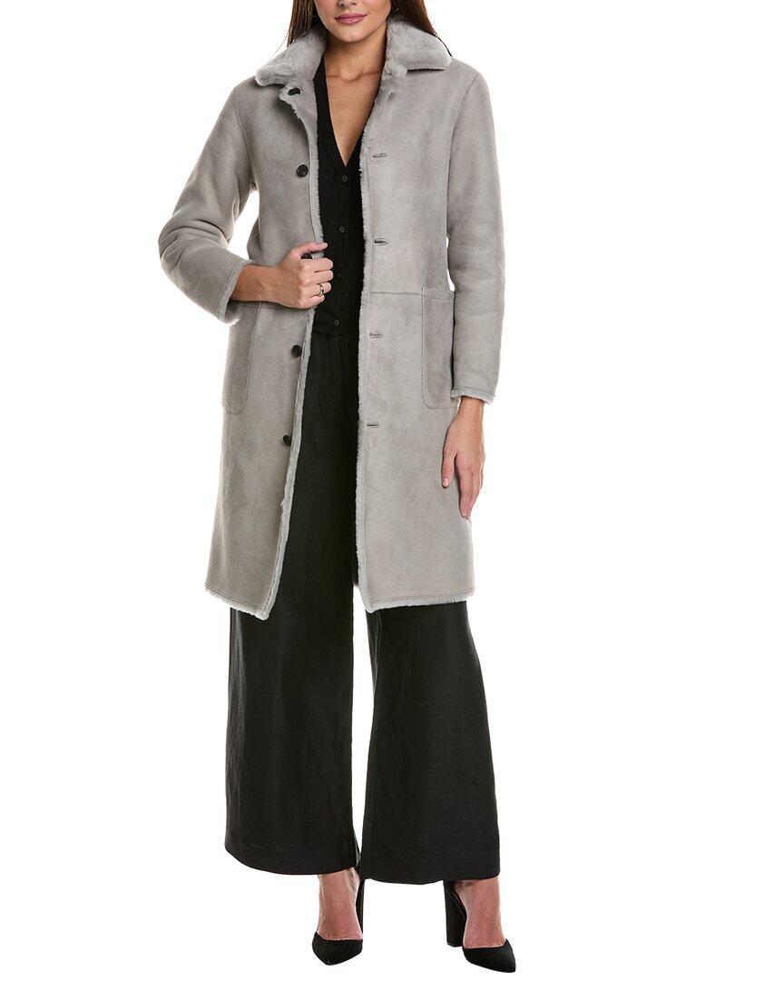 Serra Shearling Coat In Grey Product Image