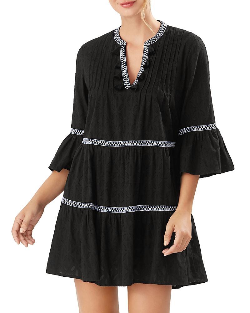 Tommy Bahama Embroidered Cotton Tier Cover-Up Dress Product Image