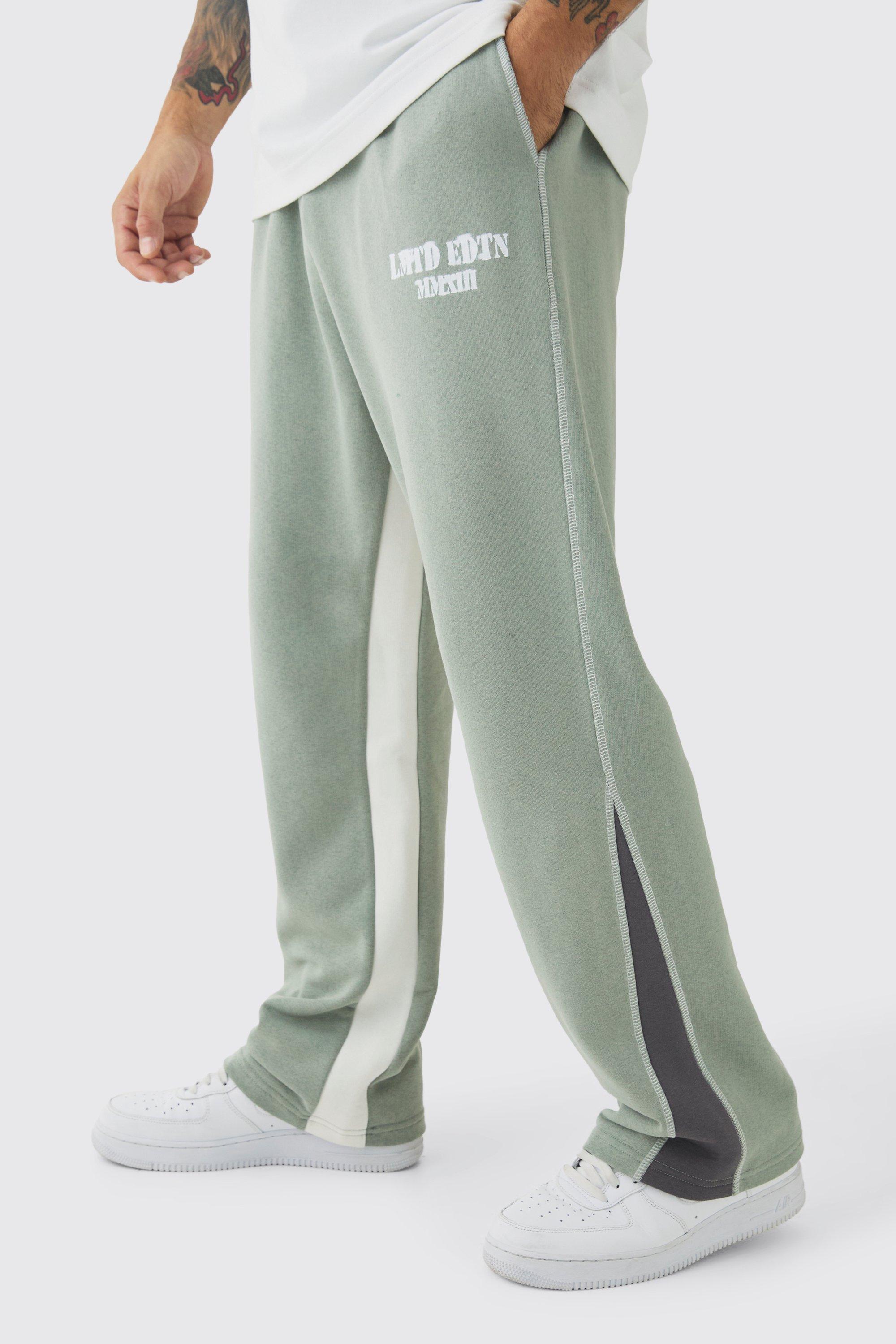 Straight Leg Contrast Stitch Loopback Gusset Sweatpants | boohooMAN USA Product Image