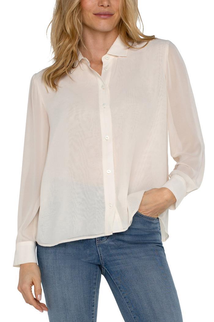 long slv woven shirt w/ pleat back detail Product Image