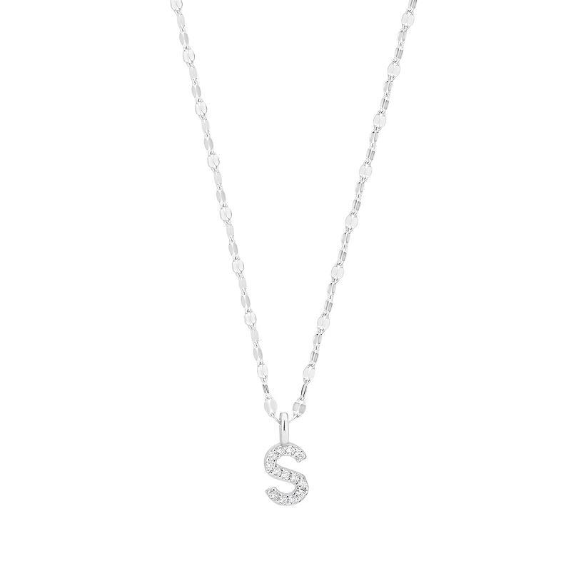 Judy Crowell Sterling Silver Cubic Zirconia Pave Mirror Chain Initial Necklace, Womens Product Image