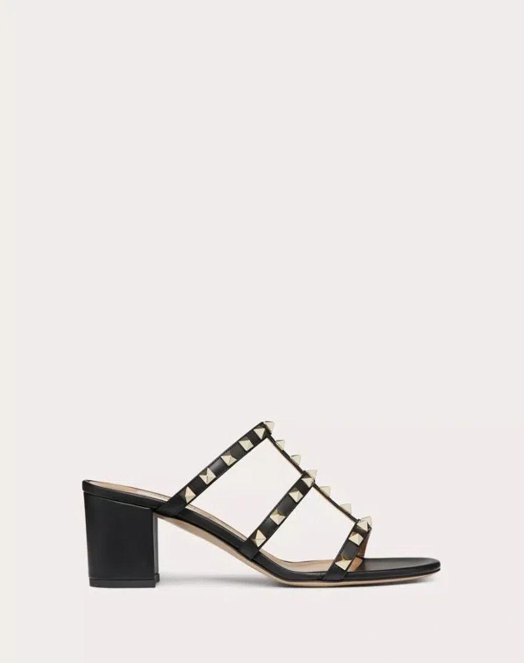 VALENTINO GARAVANI 65 Rockstud Leather Mules In Black Product Image