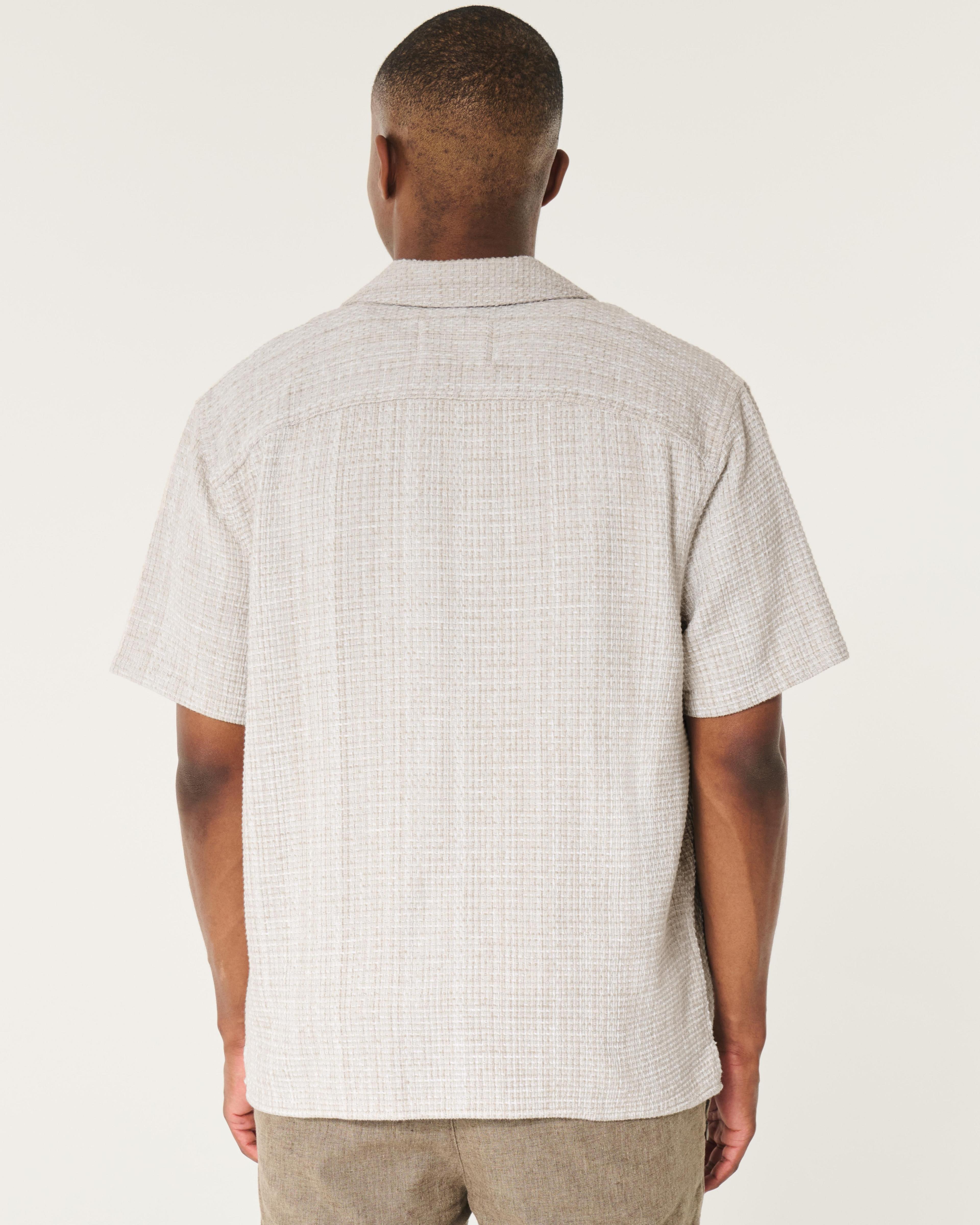 Boxy Short-Sleeve Textured Shirt Product Image