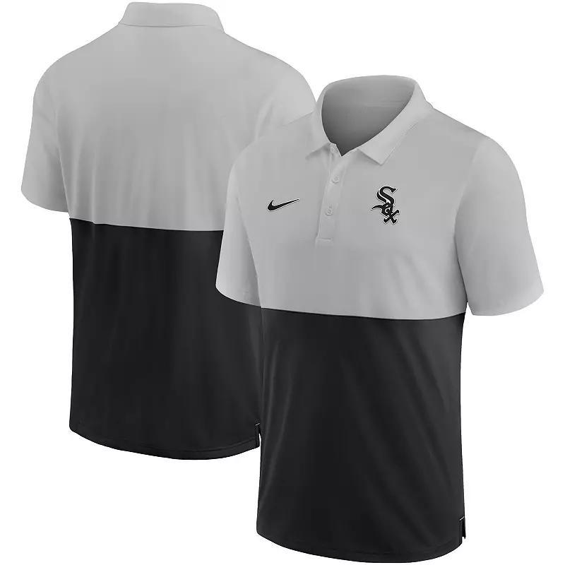 Mens Nike /Black Chicago White Sox Team Baseline Striped Performance Polo Product Image