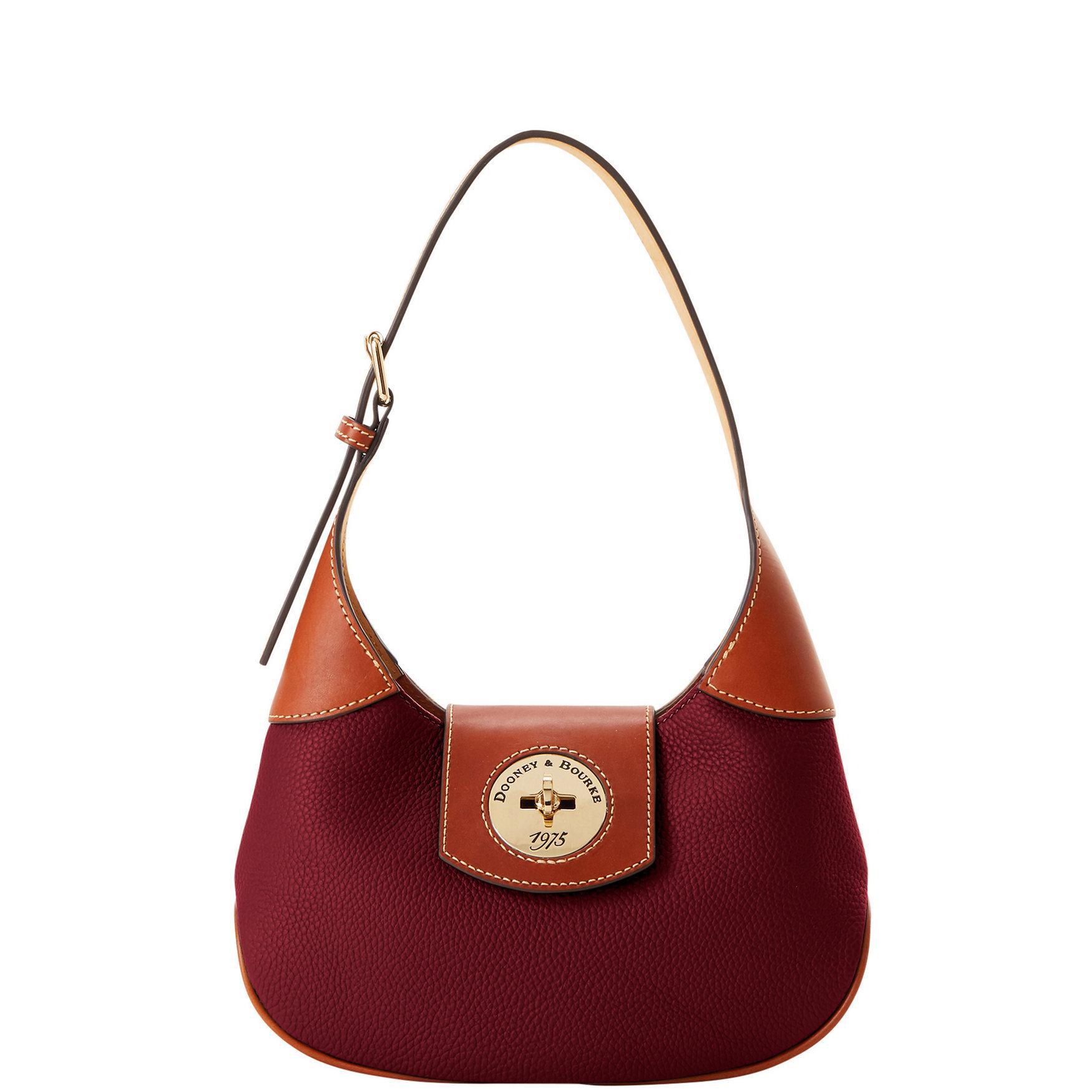 Dooney & Bourke Womens Pebble Turnlock Leather Hobo 26 Bag in Bordeaux Product Image