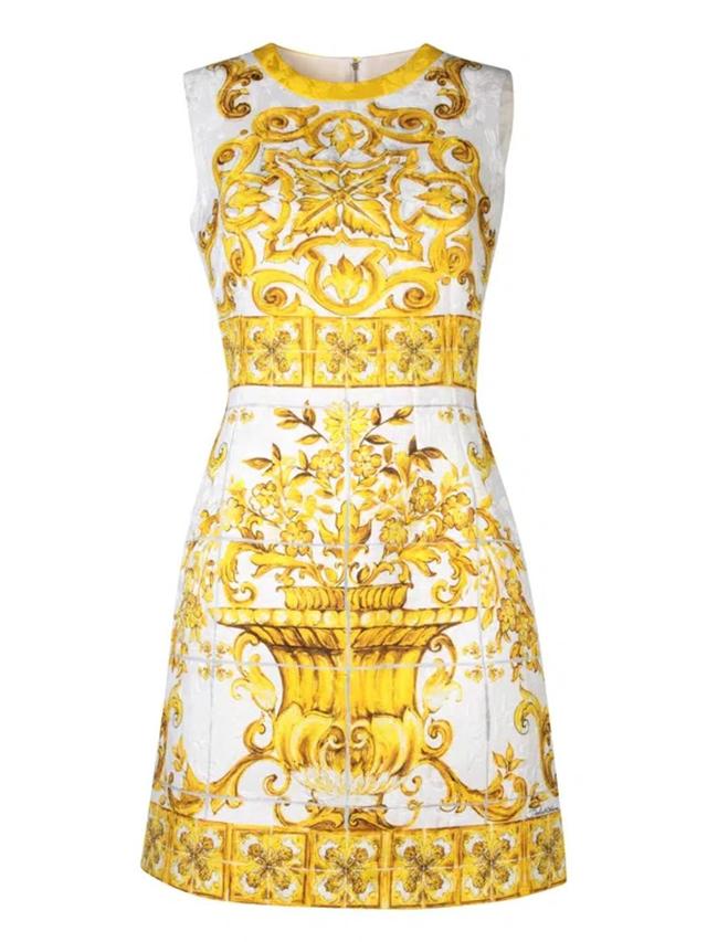 Majolica Sleeveless Silk Minidress In Yellow Product Image