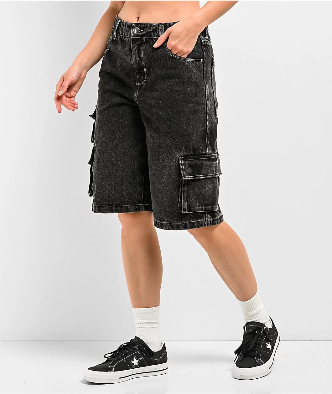 Empyre Sydney Bold Black Wash Cargo Shorts Product Image