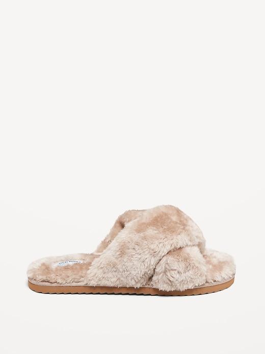 Faux-Fur Cross-Front Slippers Product Image