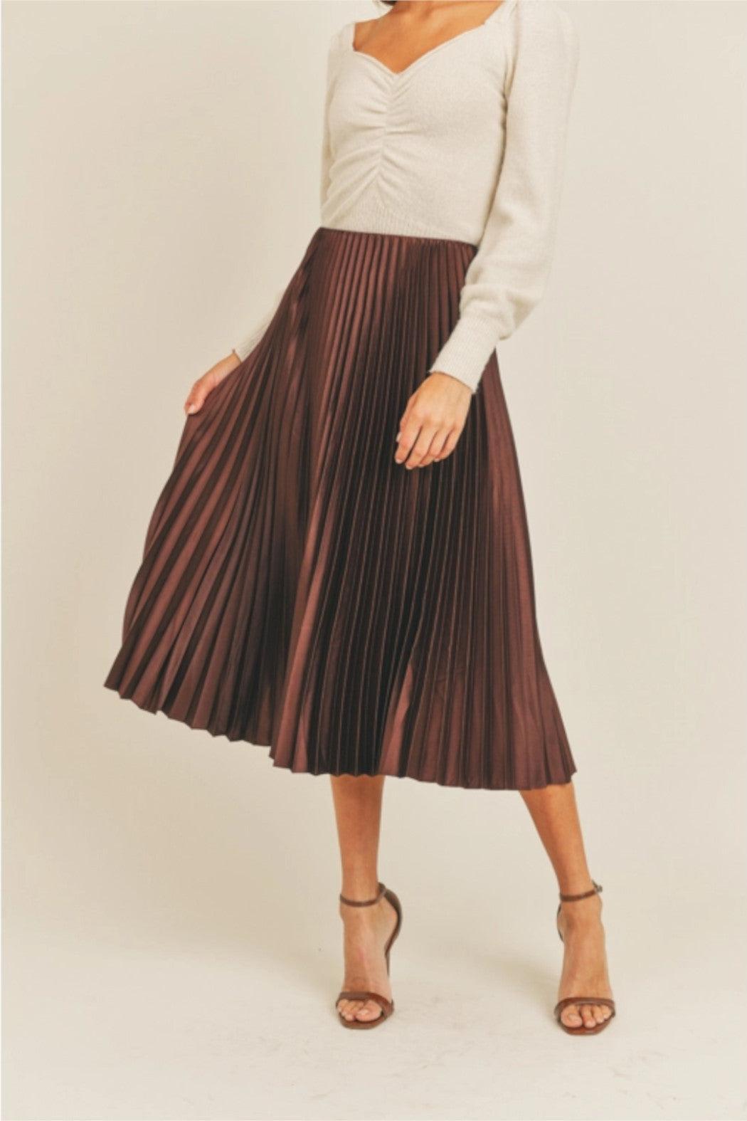 Pleated Midi Copper Skirt Product Image