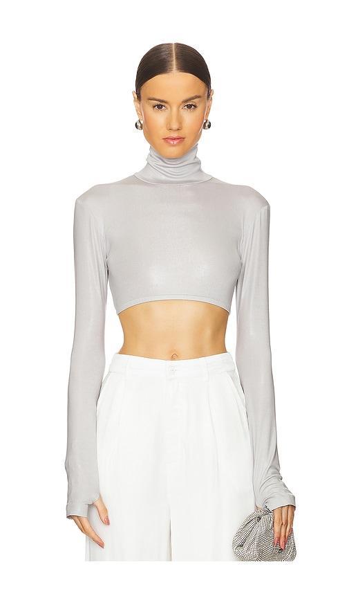 Cropped Slim Fit Long Sleeve Turtleneck Top Product Image