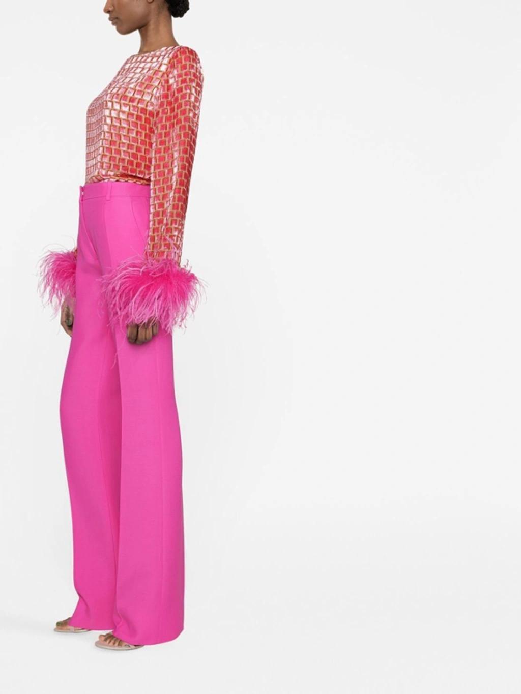 High-waist Tailored Trousers In Pink Product Image