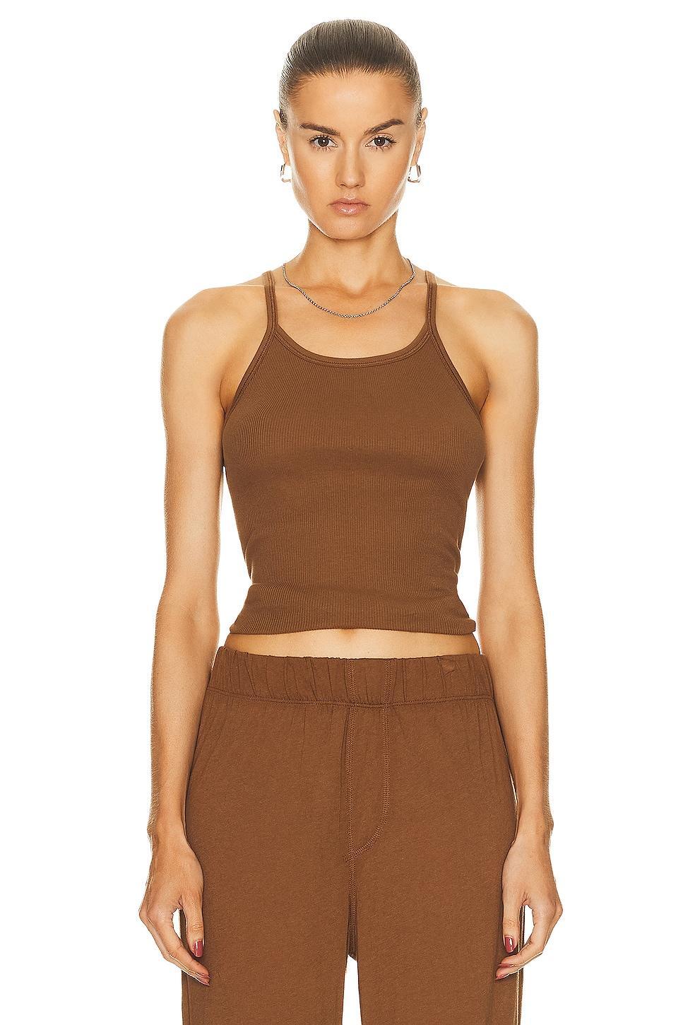 Eterne Rib Tank Top in Brown Product Image