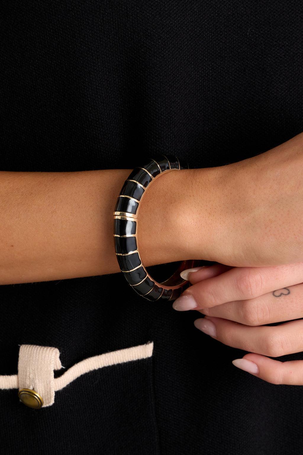 Better Miss Me Black & Gold Hinged Bracelet Product Image