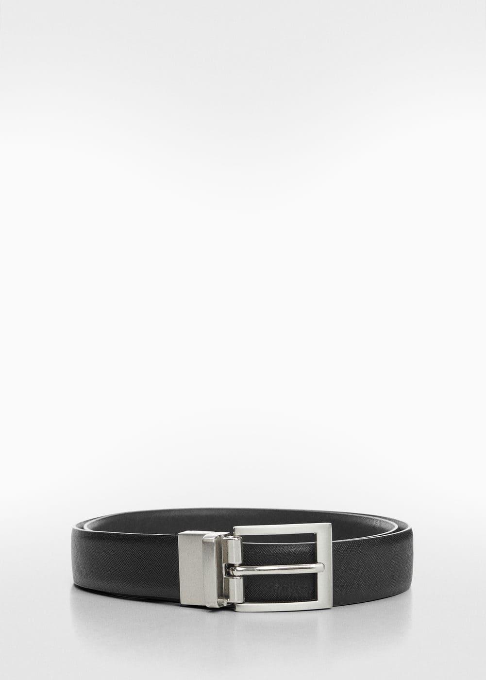 MANGO MAN - Saffiano leather belt blackMen Product Image