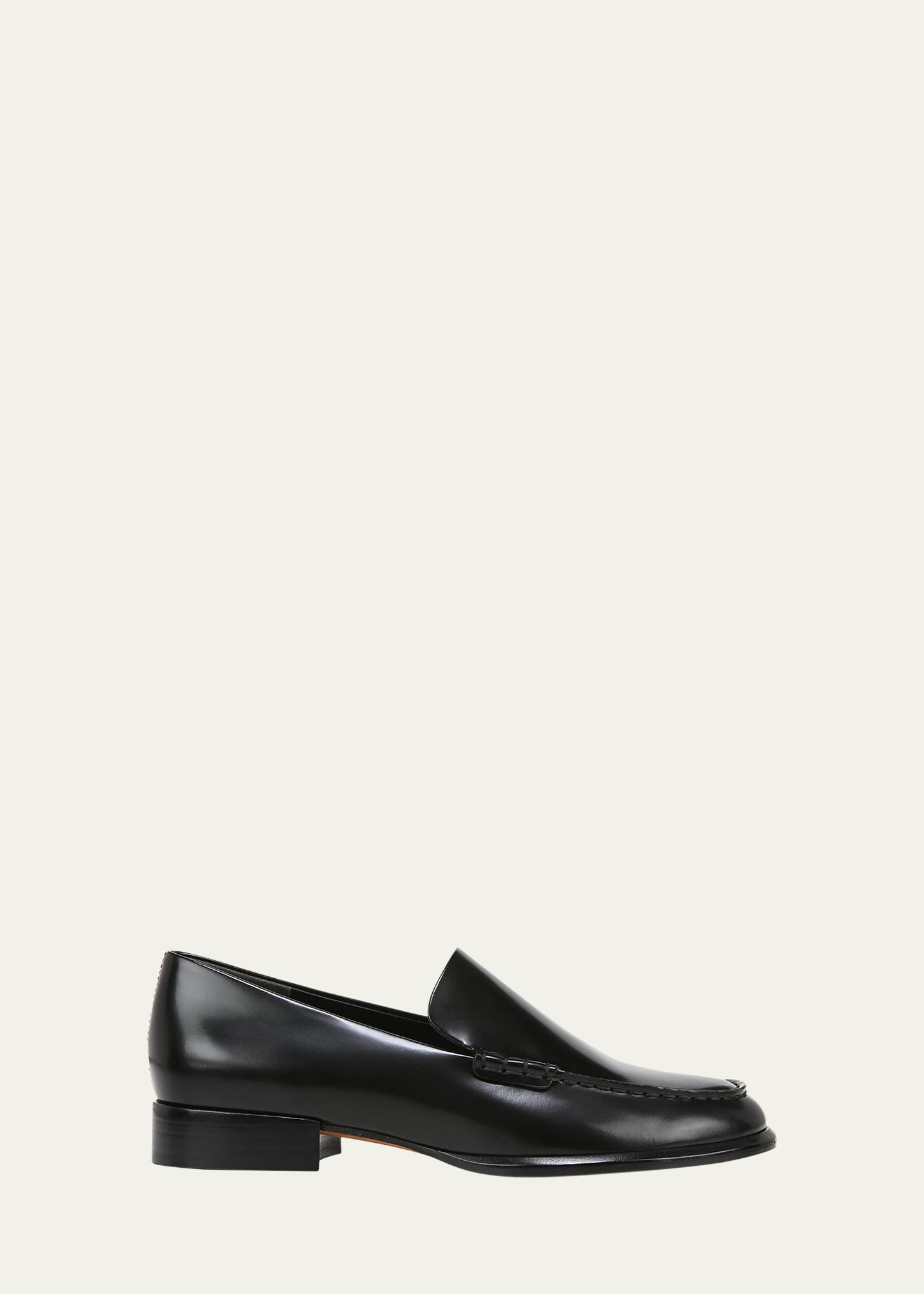 Naomi Sleek Leather Loafers In Black Leather Product Image