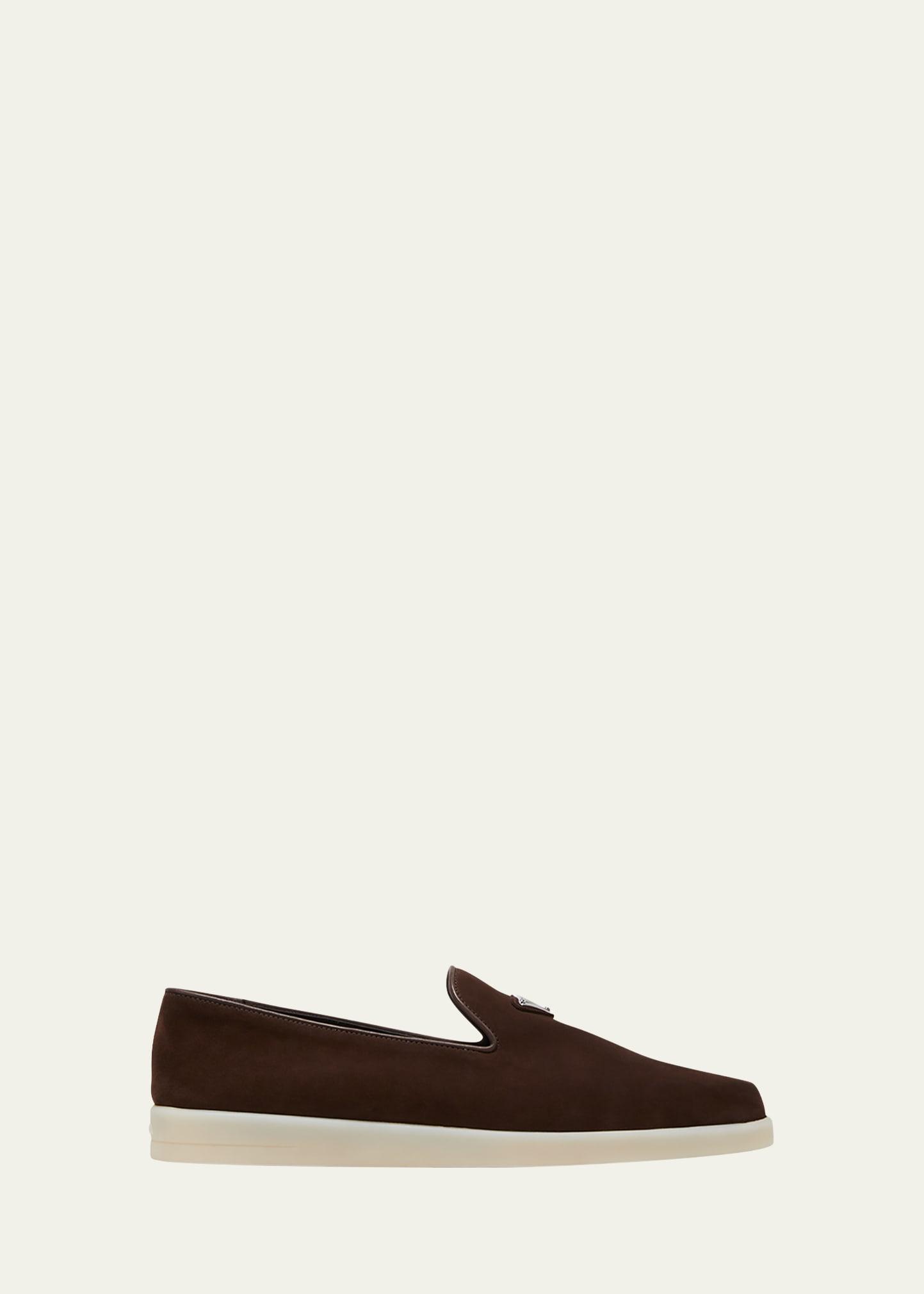 Men's Triangle Logo Suede Loafers Product Image