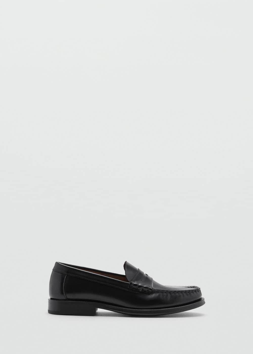 MANGO MAN - Aged-leather loafers blackMen Product Image