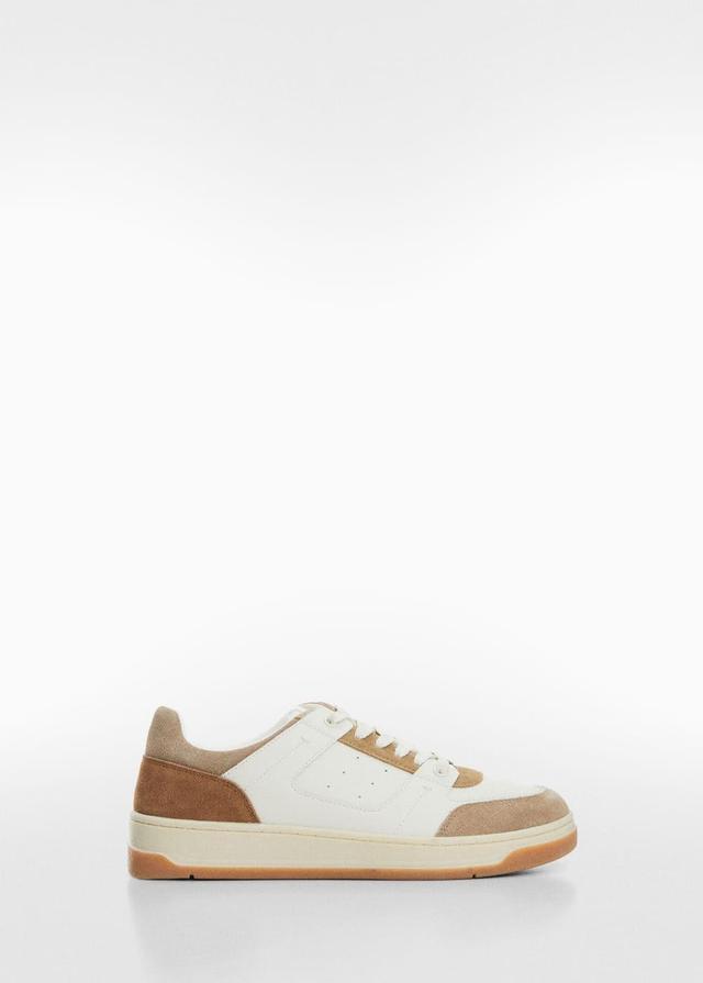 MANGO MAN - Leather mixed sneakers light/pastel brownMen Product Image