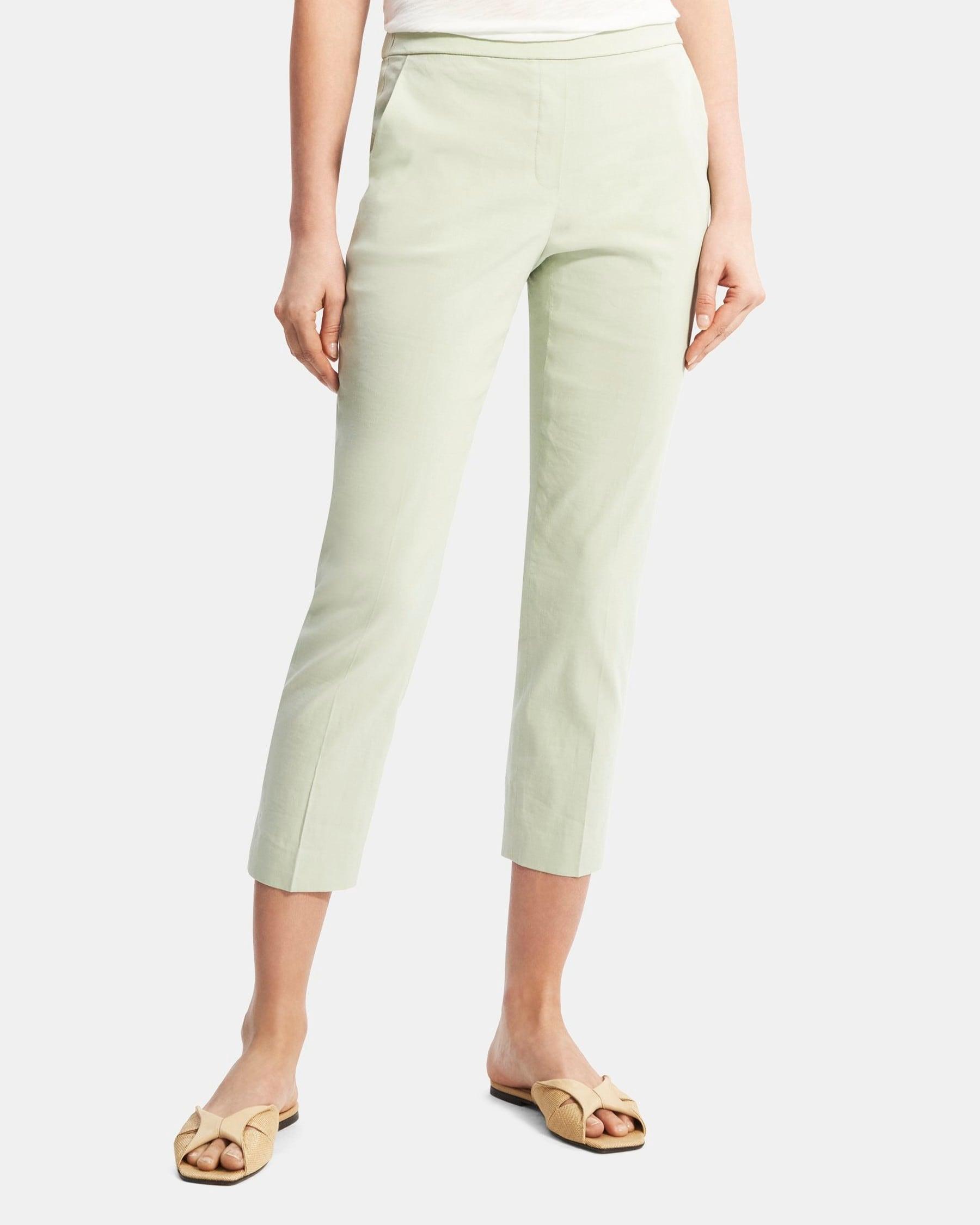 Slim Cropped Pull-On Pant in Stretch Linen Product Image