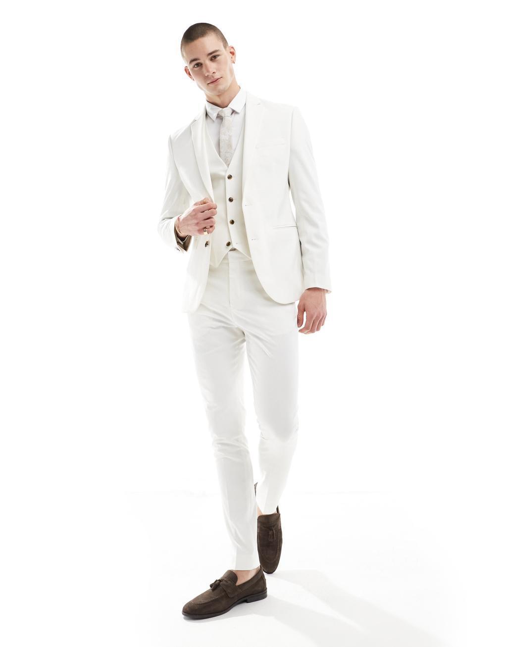 ASOS DESIGN skinny suit jacket in light stone Product Image