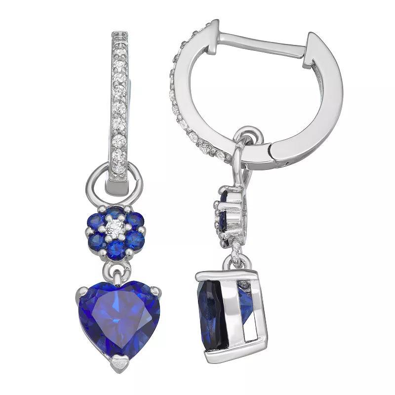 Sterling Silver Lab-Created Blue & White Sapphire Dangle Earrings, Womens Product Image