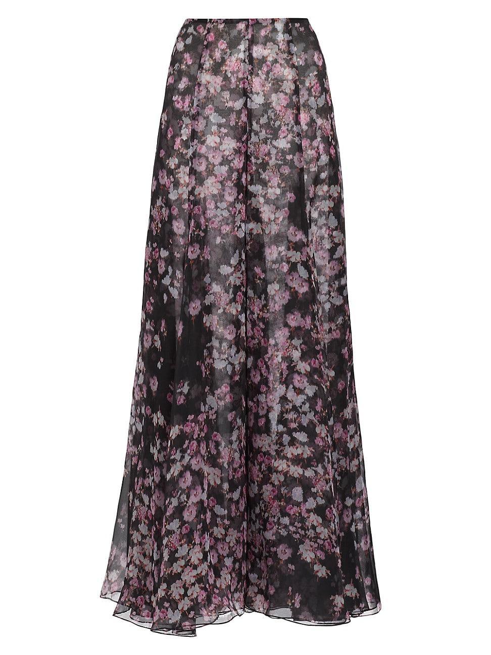 Womens Floral Silk Palazzo Pants Product Image