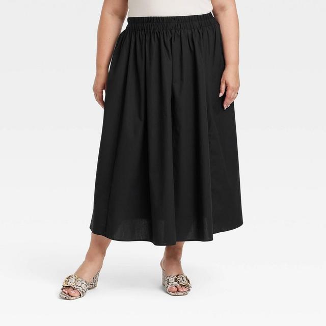 Womens A-Line Midi Picnic Skirt - A New Day Black XXL Product Image