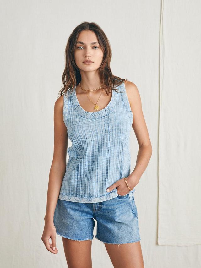 Dream Cotton Gauze Scoop Neck Tank - Light Indigo Wash Product Image