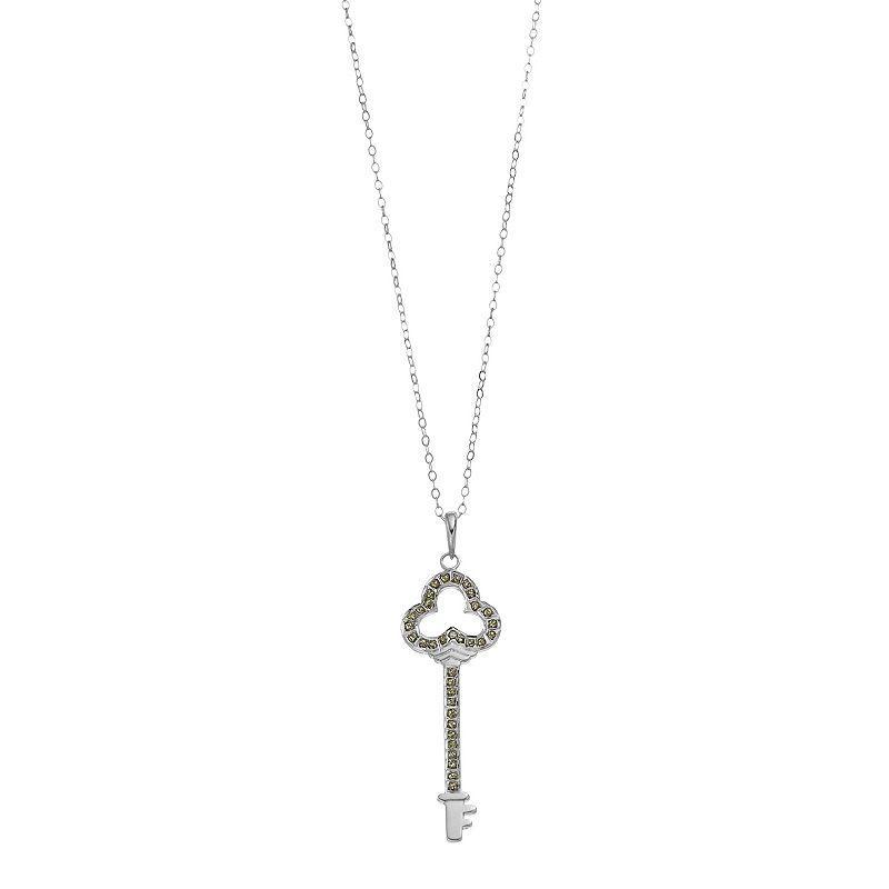 Diamond Mystique Platinum Over Silver & Diamond Accent Key Pendant Necklace, Womens White Over Silver Product Image