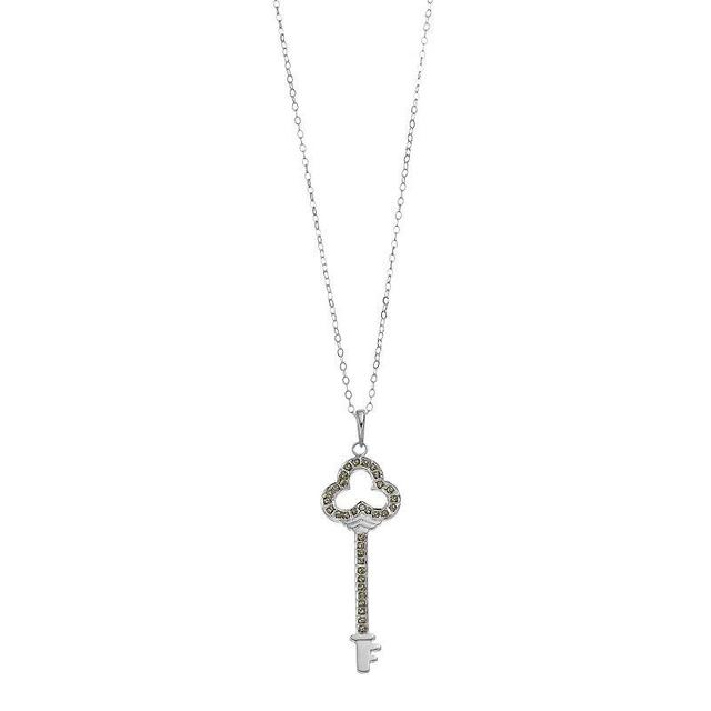 Diamond Mystique Platinum Over Silver & Diamond Accent Key Pendant Necklace, Womens White Product Image