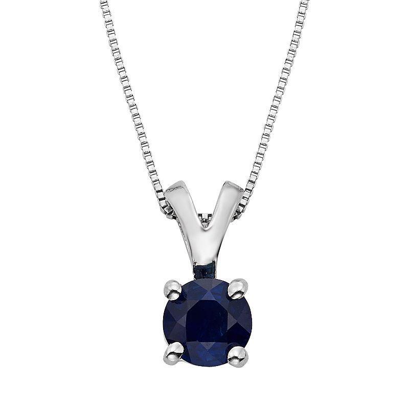 The Regal Collection Sapphire 14k White Gold Pendant Necklace, Womens Blue Product Image