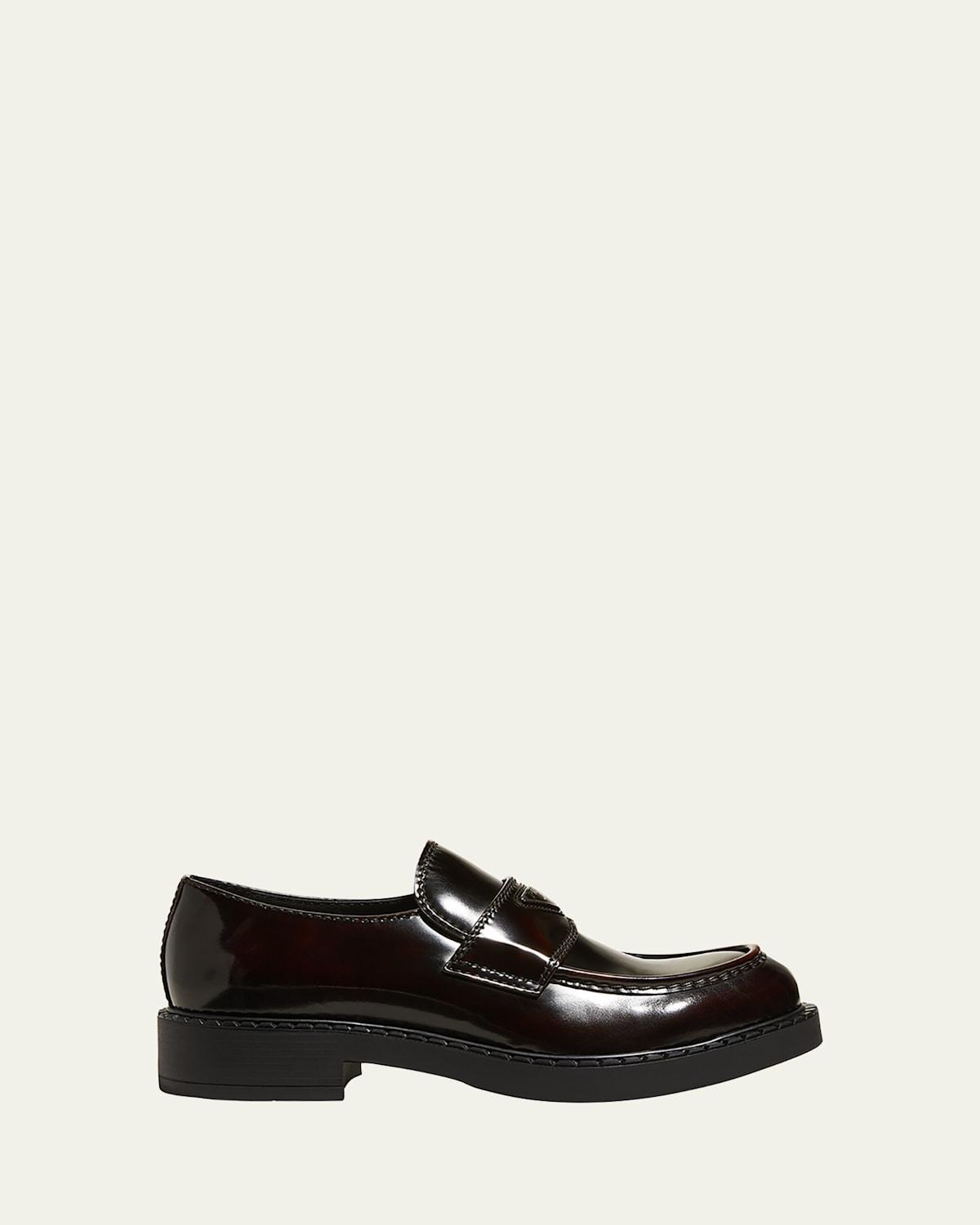 Men's Triangle Logo Leather Loafers  Product Image