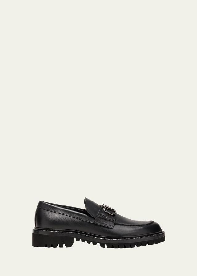 Mens VLogo Leather Lug Sole Loafers Product Image