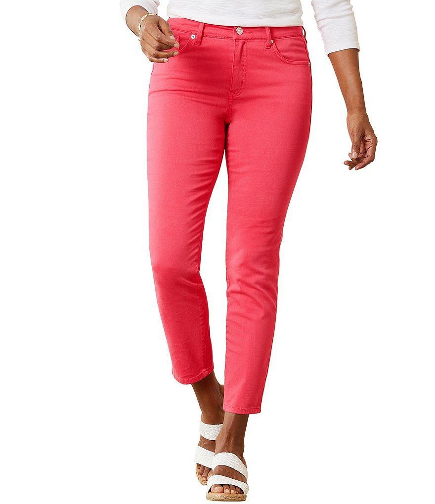 Tommy Bahama Boracay Beach Cotton Blend Stretch Sateen High Rise Ankle Jeans Product Image