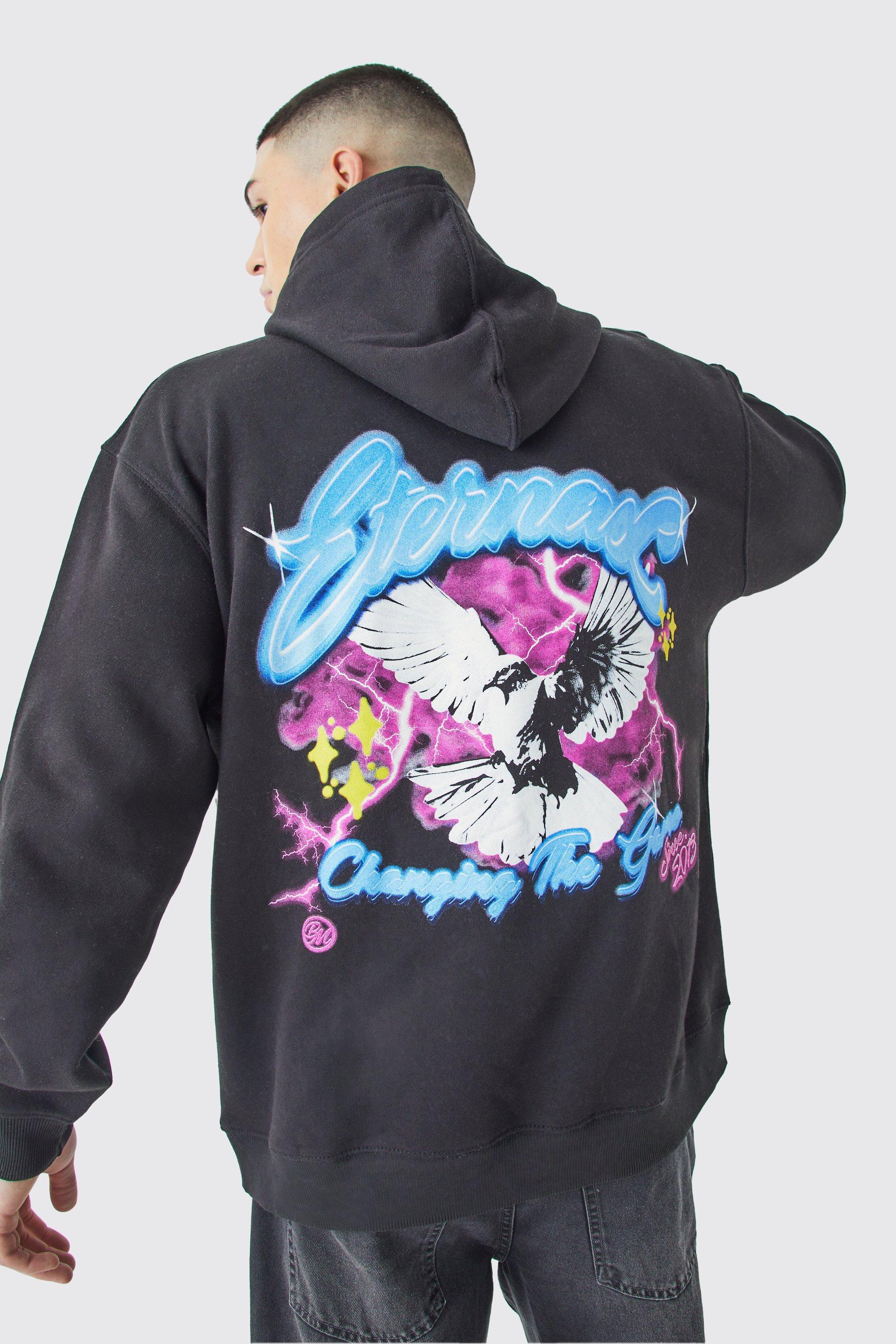 Oversized Dove Graphic Hoodie | boohooMAN USA Product Image