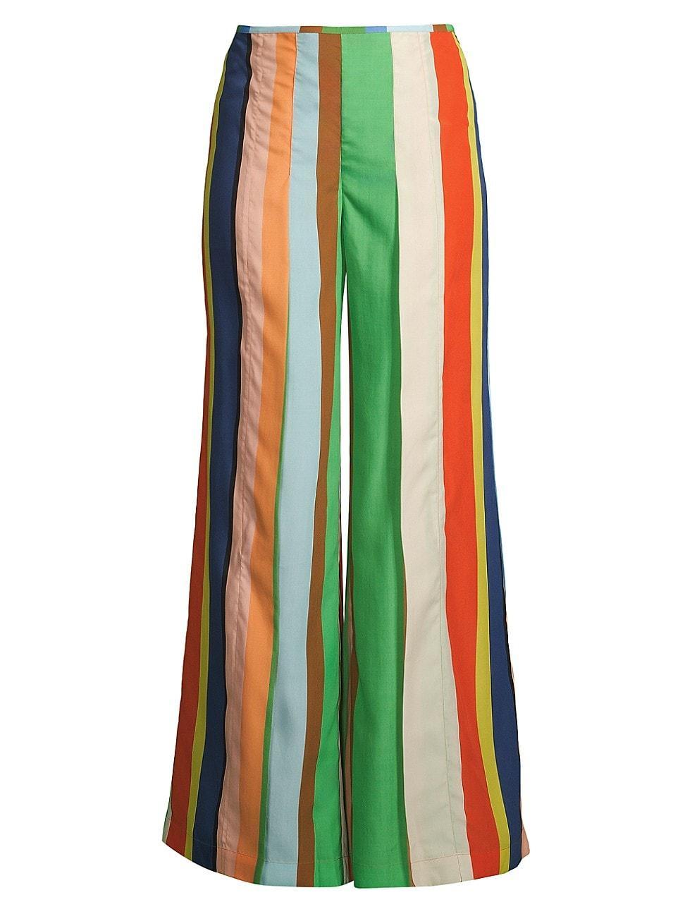 Womens Striped Front-Slit Palazzo Pants Product Image