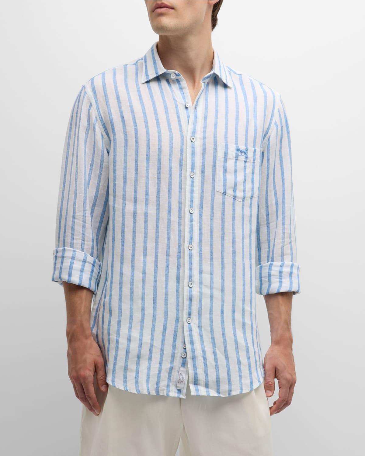 Mens Napier South Linen Stripe Casual Button-Down Shirt Product Image