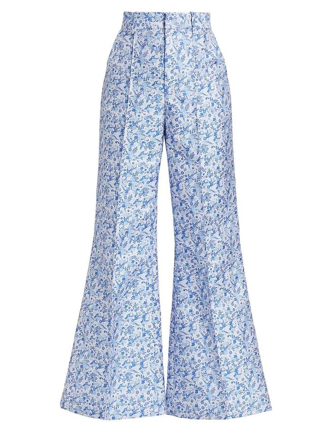 Womens Floral Jacquard Flared Pants Product Image