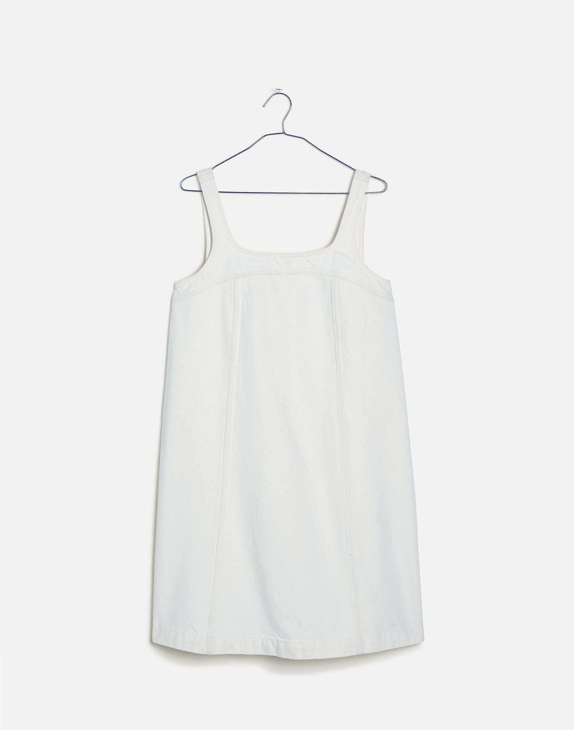 Denim A-Line Sleeveless Mini Dress in Tile White Product Image