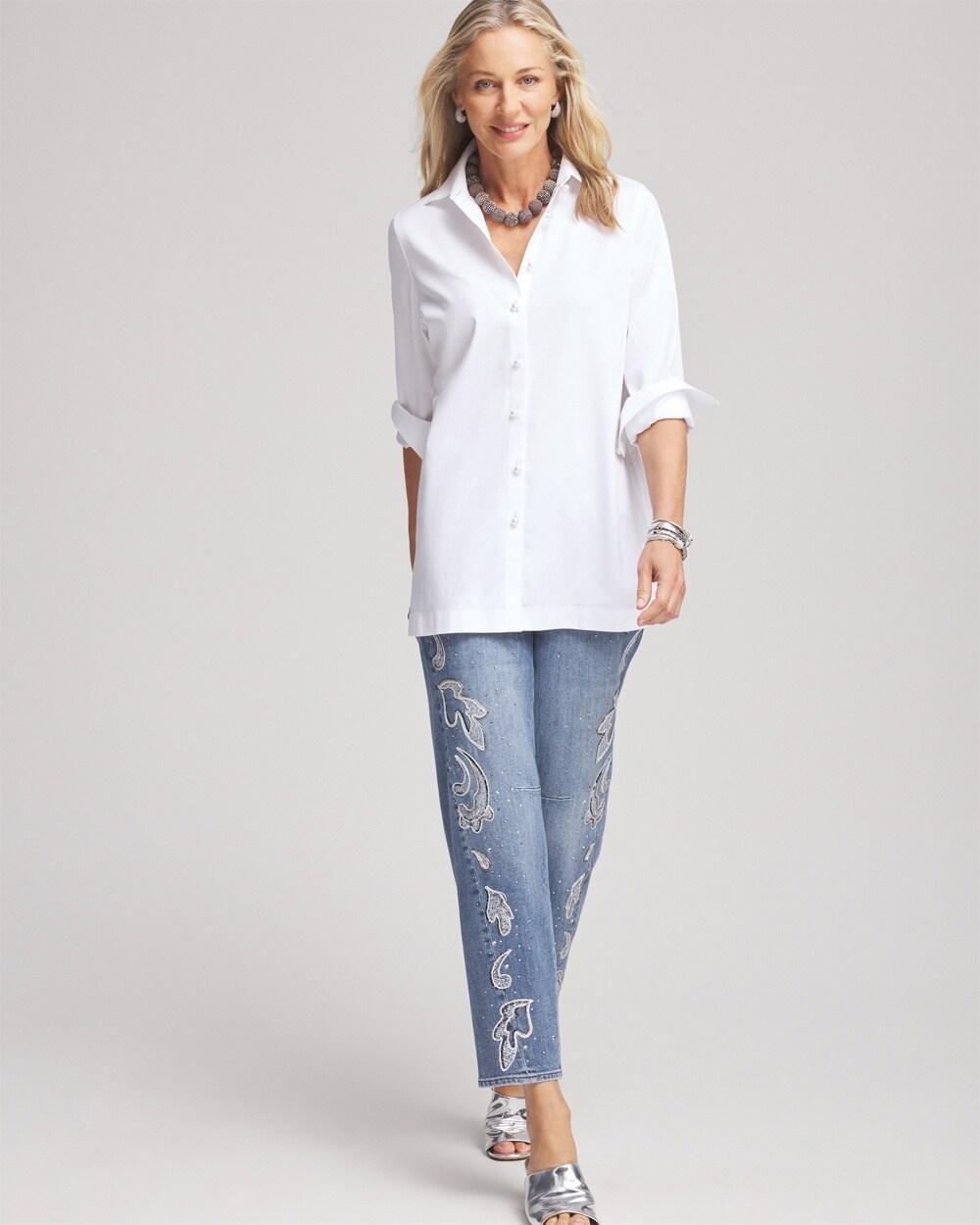 No Iron™ Faux Pearl Button Tunic Product Image