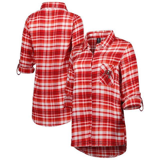 Womens Concepts Sport Tampa Bay Buccaneers Mainstay Plaid Full-Button Long Sleeve Nightshirt Product Image