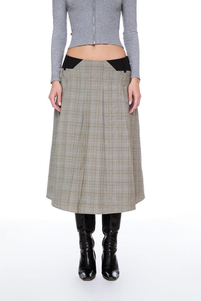 ALBRA SKIRT - BROWN CHECK — BROWN CHECK / XS Product Image