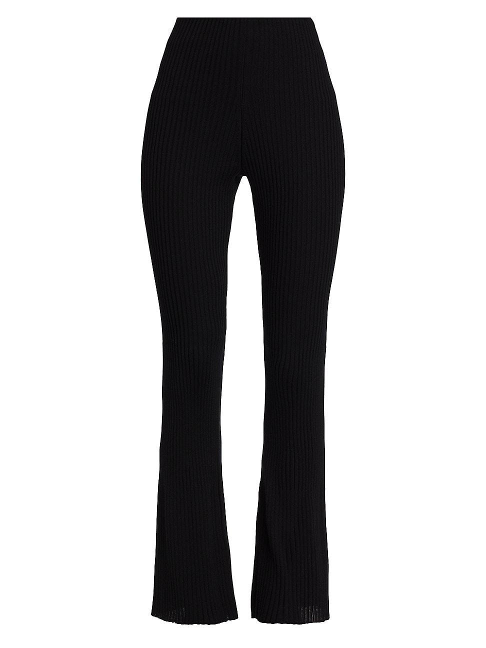 Womens Wool Rib-Knit Flared Trousers Product Image